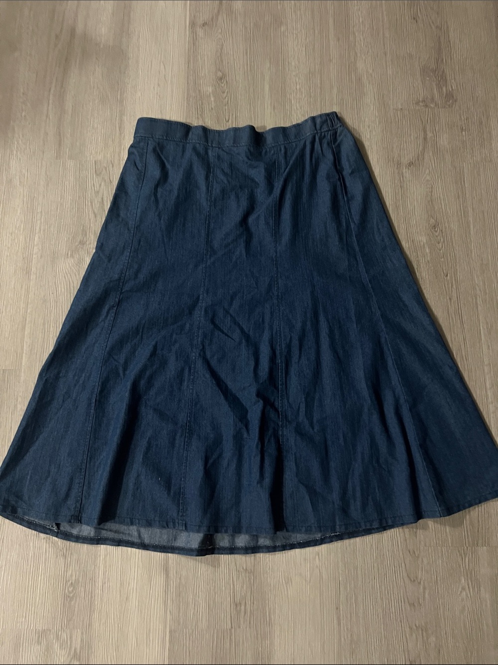 Classic Navy A-Line Midi Skirt